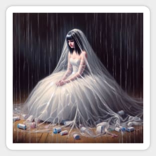 The bride in the rain Sticker
